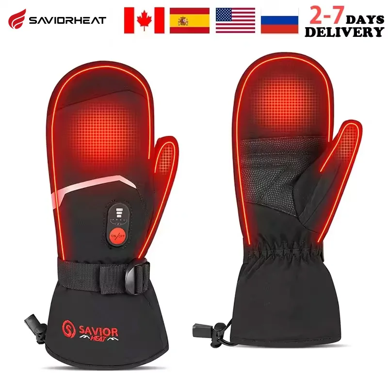 Savior Heat Winter-Fäustlinge, beheizte Ski-Handschuhe, wiederaufladbare elektrische Batterie für Männer und Frauen, hält warm, beheizte Outdoor-Sporthandschuhe