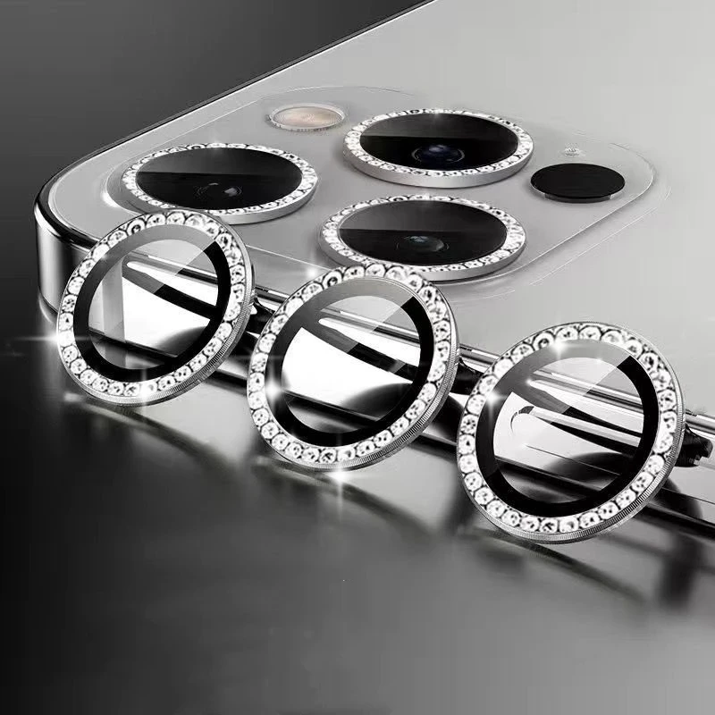 Diamond Metal Camera Lens Protector Glass per iPhone 15 Pro Max 14 Plus 13 Mimi 14 13 12 Pro pellicola protettiva per obiettivo della fotocamera