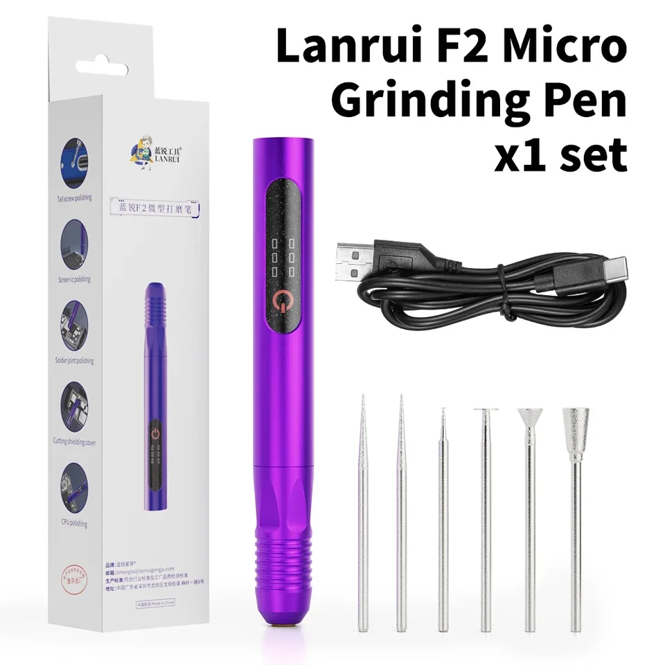 Lanrui F2 Micro Grinding Pen 3 Speed 10000-20000 RPM 10W for Phone Motherboard IC Chip Grinding Solder Joint Repair Hand Tools