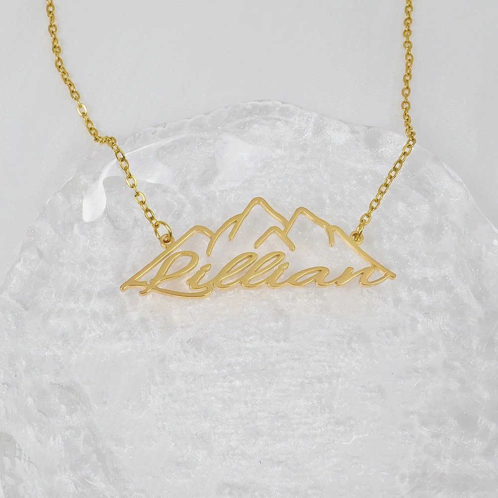 Mountain Name Necklace Personalized Customization Name Stainless Steel Mountain Necklace Natural Inspiration Jewelry