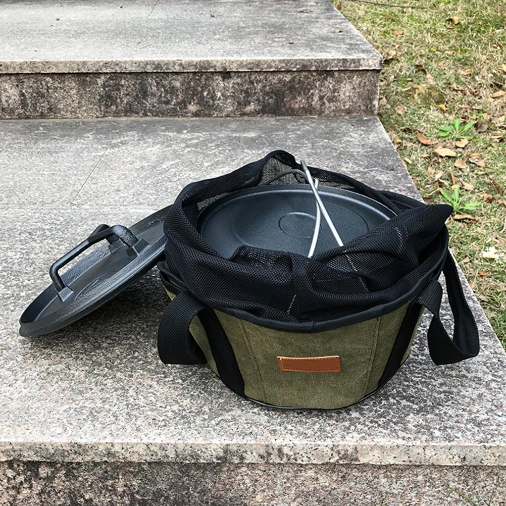 

Canvas Barbecue Large Capacity Camping Cookware Portable Tote Bag Outdoor Utensils Portable Pot Holder