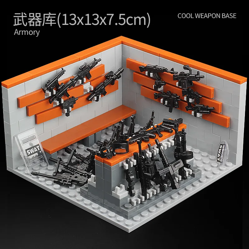 

WW2 Military Model Series Swat Mini Weapon Warehouse Training Base Building Blocks Bricks Toys Gifts