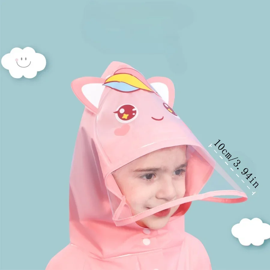 A boy girl casual cute unicorn print waterproof hooded raincoat, long sleeve zipper hooded poncho, children\'s raincoat outdoor