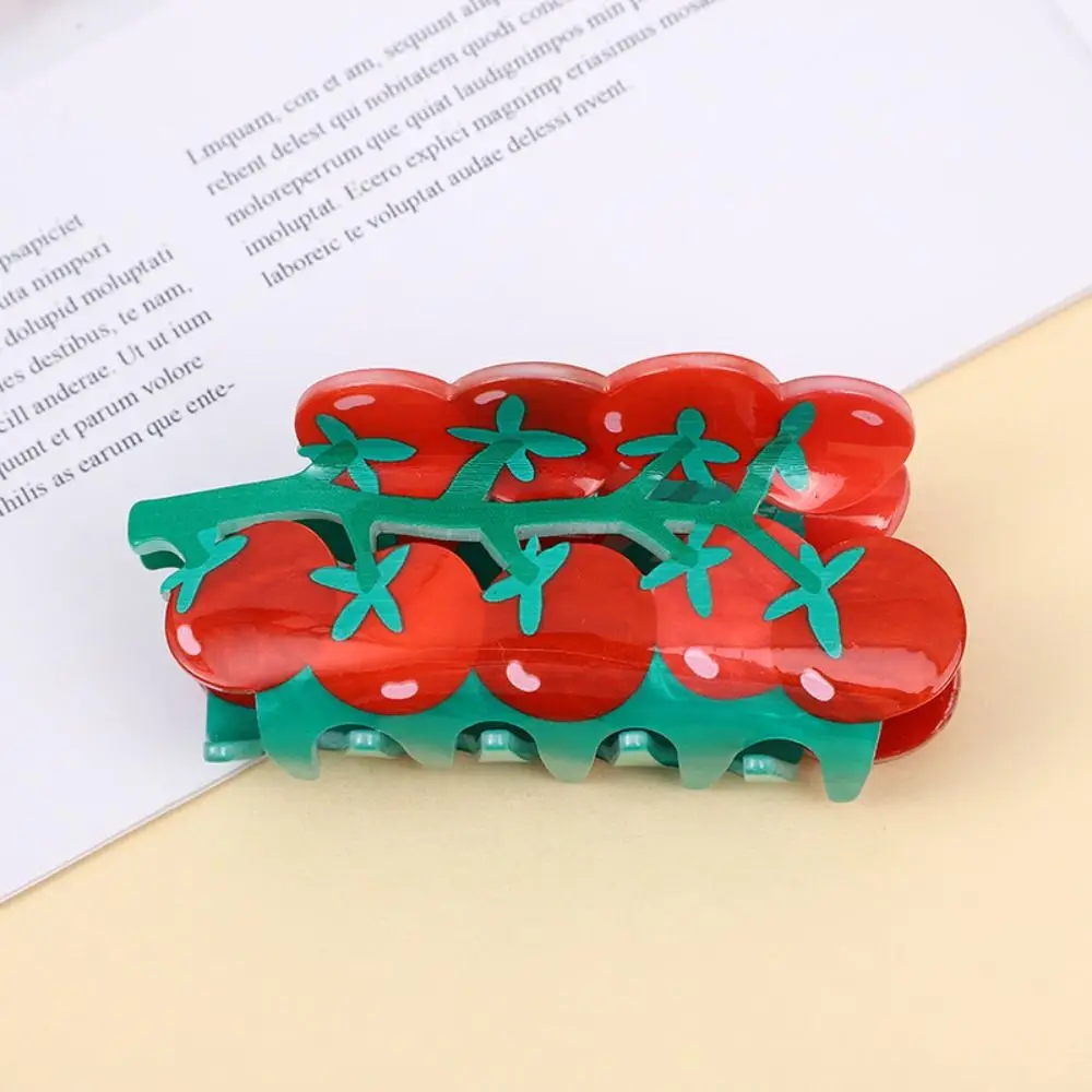 Personalized Acrylic Flower Hair Claw Tomato Hamburg Fruit Hair Clip Geometry Grape Simulated Food Shark Clip Travel