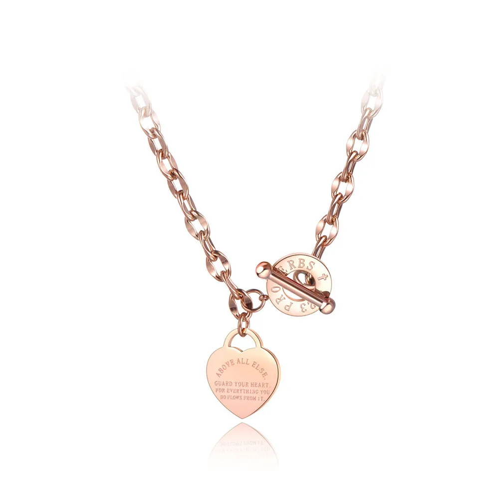 Neo-Gothic Stainless Steel Love Heart Charm Pendant Necklaces For Women Religious Bible Proverbs Chain Necklace AN19085