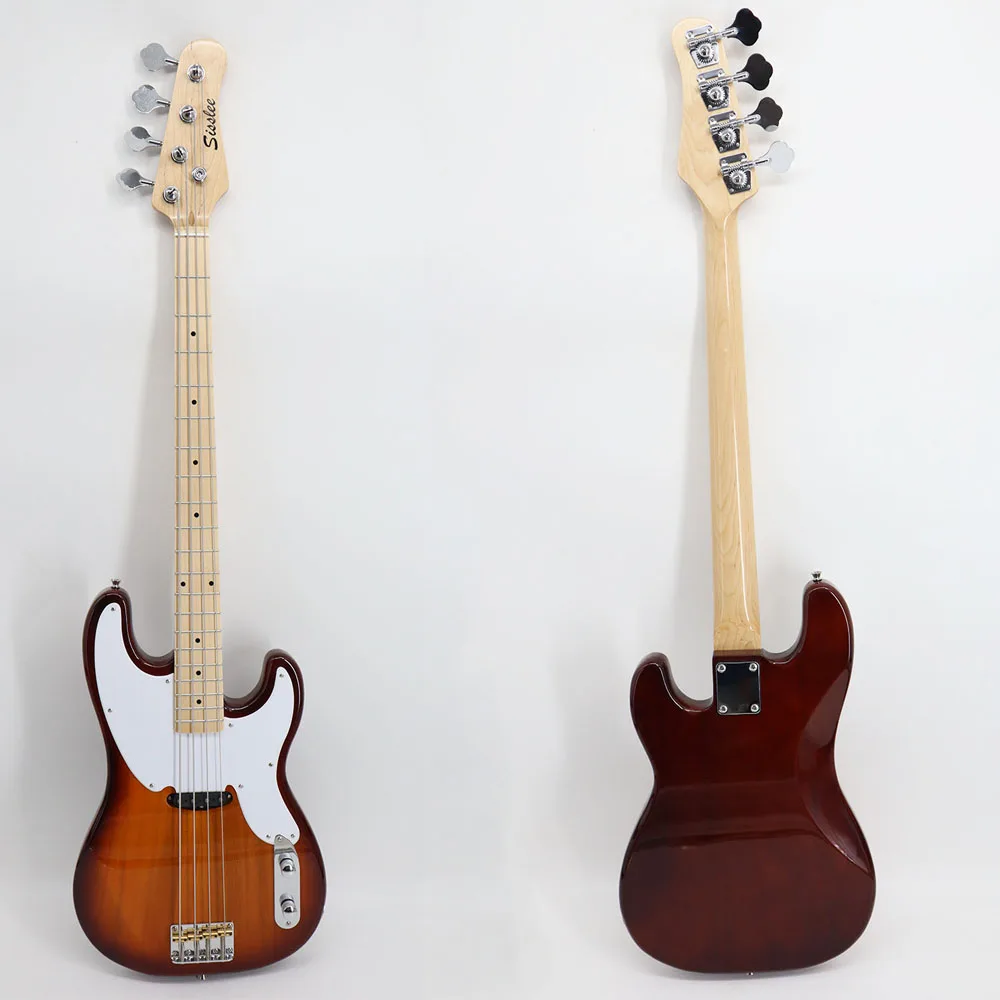 Electric Bass Guitar 4-String Alder Maple Body Single Coil Pickup 20 Frets 1V1T Comfortable Playability for Musicians