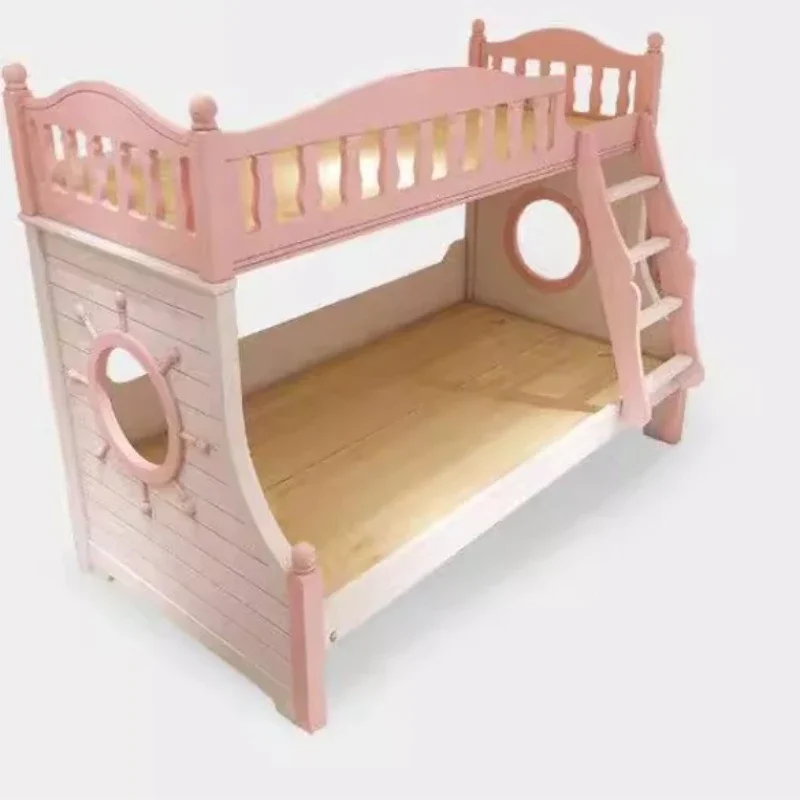 سرير أطفال طفل مونتيسوري سرير أطفال غرفة نوم أطفال تصميم وردي سرير ذو طابقين Letto أثاث أطفال مونتيسوري