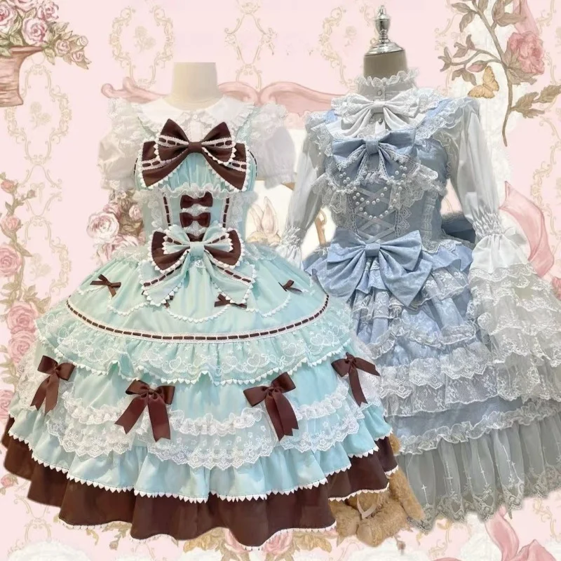 

Japanese Kawaii Cosplay Bow Dress Strap Dress Women Sleeveless Lolita Sweet Dresses Clothing Y2k Outfits Evening Party 2026 New