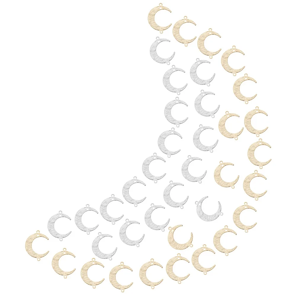 

1box 40pcs 2 colors Brass Link Connectors Long-Lasting Moon 16.5x22x0.8mm Hole: 1.2mm 20pcs/color
