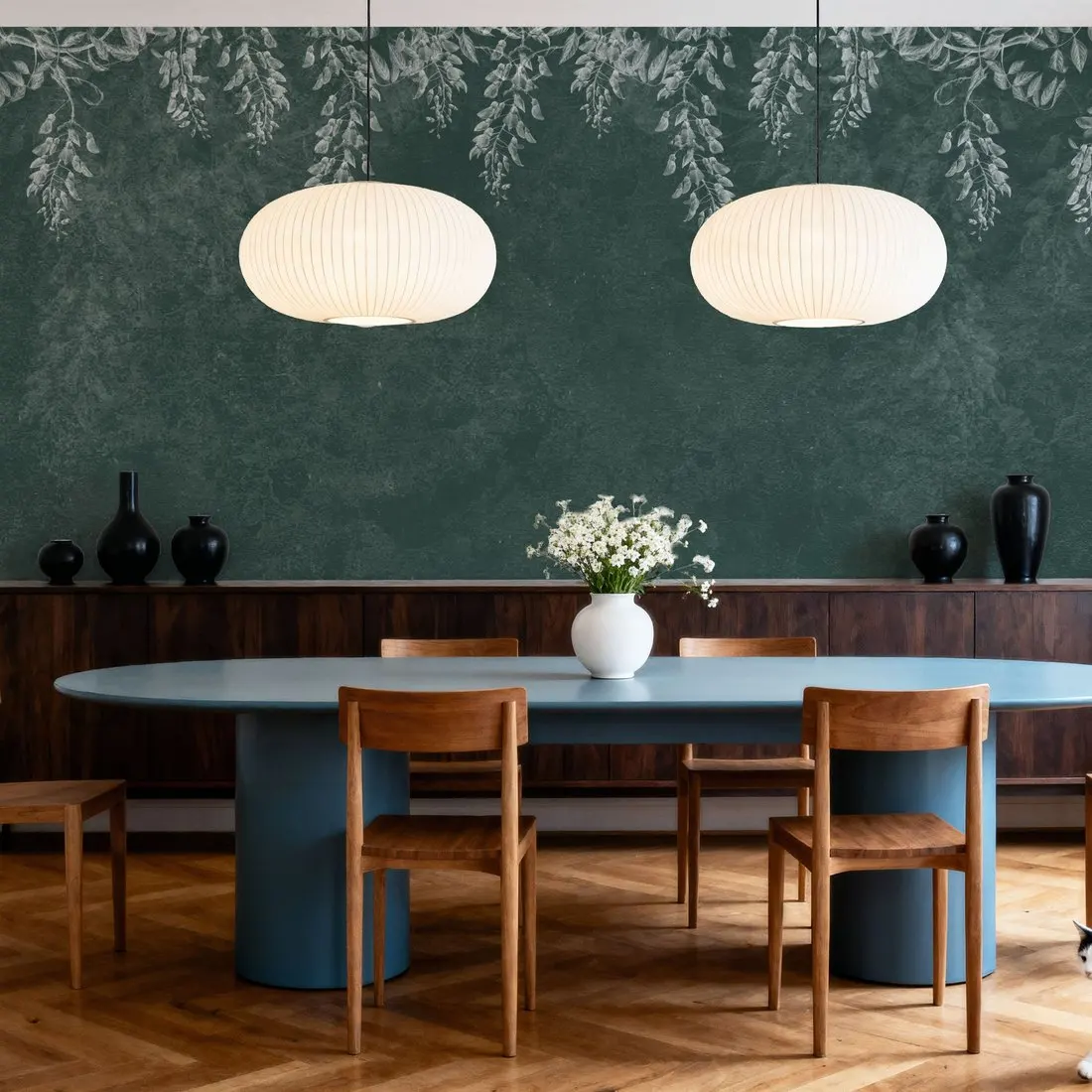 Welcome to our Theatre Bottle Green Made to Measure Mural Wallpaper for Bedroom