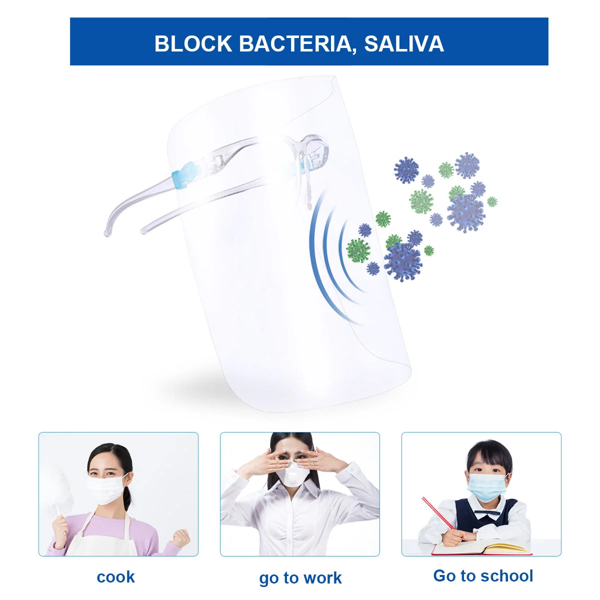 

1PCS Anti Fog Liquid Full Mask Transparent Oil Proof Cover Cooking Protective Kitchen Use Splatter Proof Face Cover