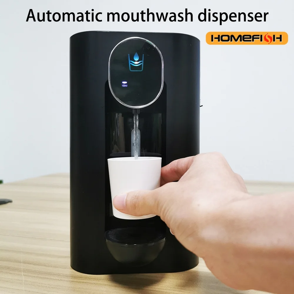 Wall Mounted Smart Mouthwash Dispenser with 2 Magnetic Cups USB-C Rechargeable Mouth Wash Machine For Household Bathroom