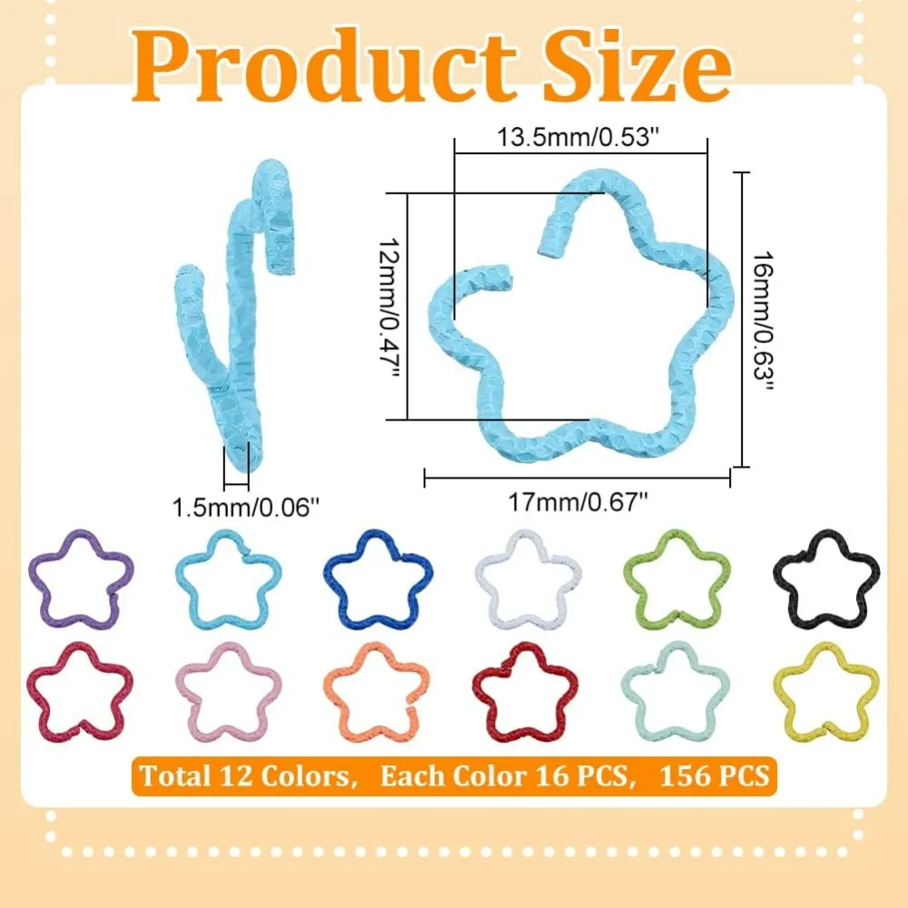 192pcs 12 Colors Star Open Jump Rings 16x17mm Jump Ring Connector Colorful Quick Link Jump Rings Linking Rings Jewelry Ring