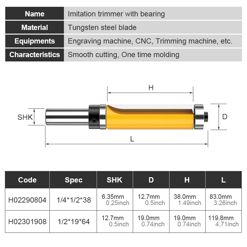 Imagem -05 - Lidiao Pcs Cortador de Corte de Carboneto 2in e 4in Haste Flush Trim Router Bit Ferramenta para Trabalhar Madeira Broca de Roteador Reta com Ser