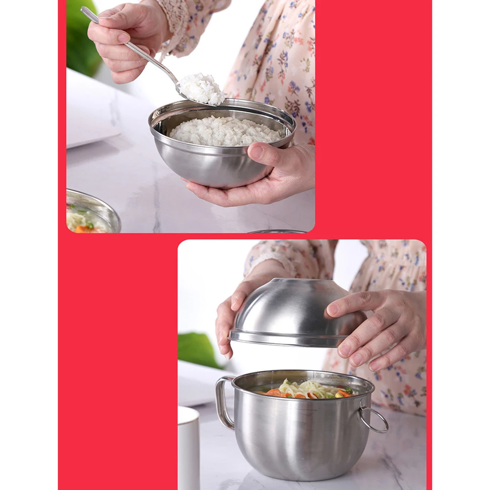 

Stainless Steel Food Container Noodle Bowl Lunch Box with Lid Camping Kitchen Microwave Safe Durability Instant Noodles Soup