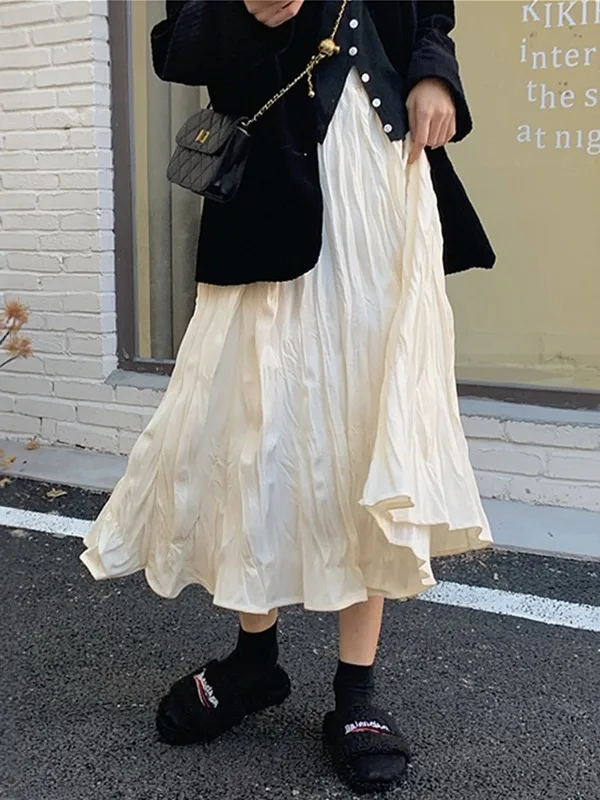 Textured A-Line Skirt Women's Spring Autumn 2026 New High Waist Slimming Hip Covering Sweet Style Half Body Skirts