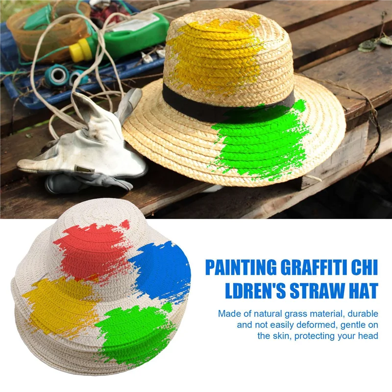 

AA05 40 Pcs DIY Straw Hat Set Beach Summer Work Farmer Hats For Men Women Kids Cowboy Birthday Party Decoration