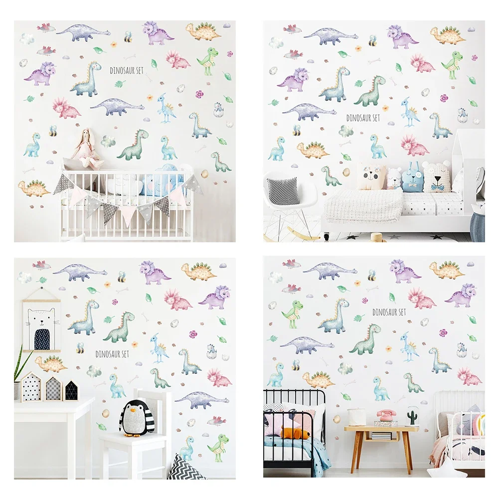 Safe and Removable Dinosaur Wall Decals Watercolour Stickers for Baby Room Perfect for Creative Nursery Decoration