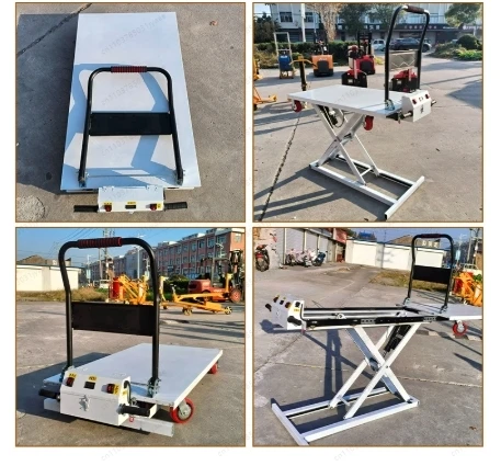 1300X700X400mm عربة مسطحة طاولة رفع كهربائية هيدروليكية وعربة كهربائية محمولة ذاتية التحميل 300 كجم