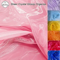 New Pink Mirror Organza Fabric Sheer Crystal Glossy Organza Material for Apparel Dress Gown Handmade DIY Cloth