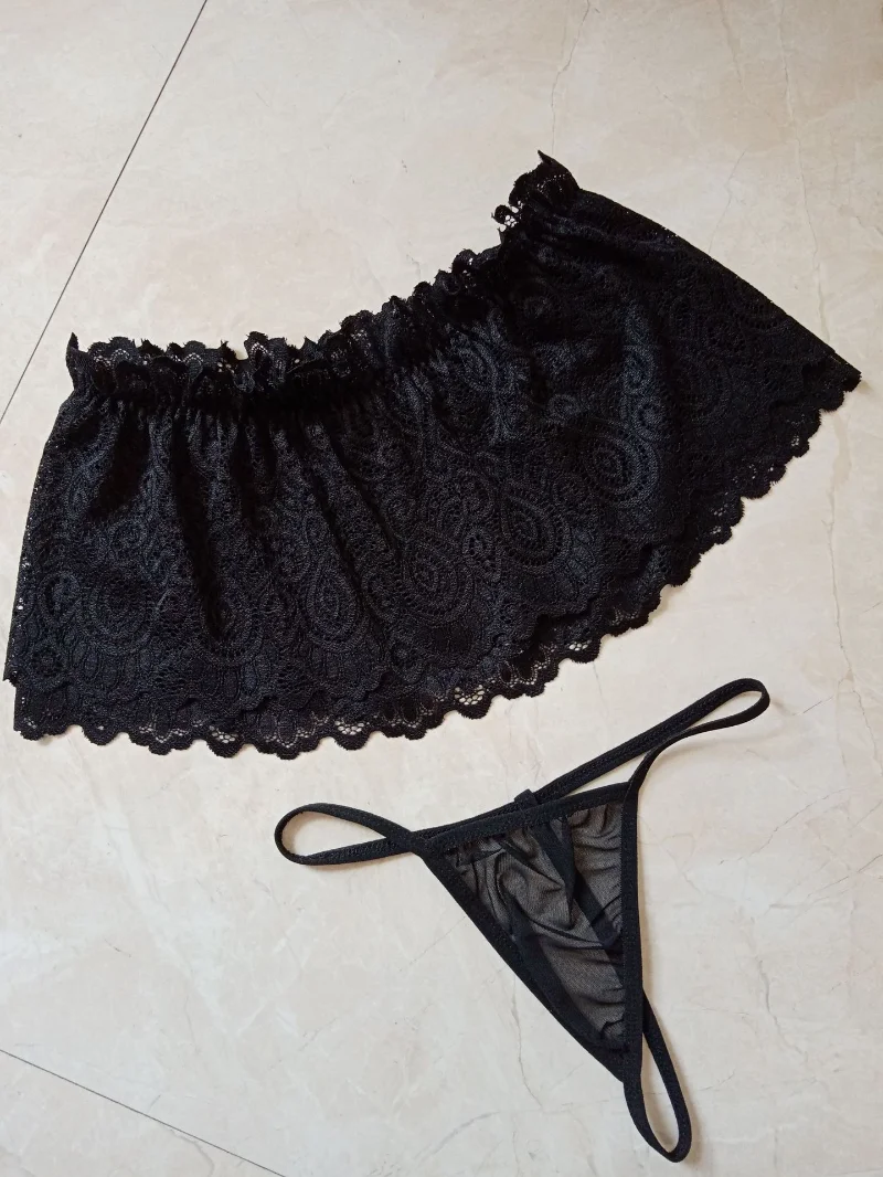 Plus Size Mens Lingerie Ruffled Panties Thong Mini Skirt Crossdress Costumes Gay Fetish Sexy Underwear Sissy Lace Culotte Sexy