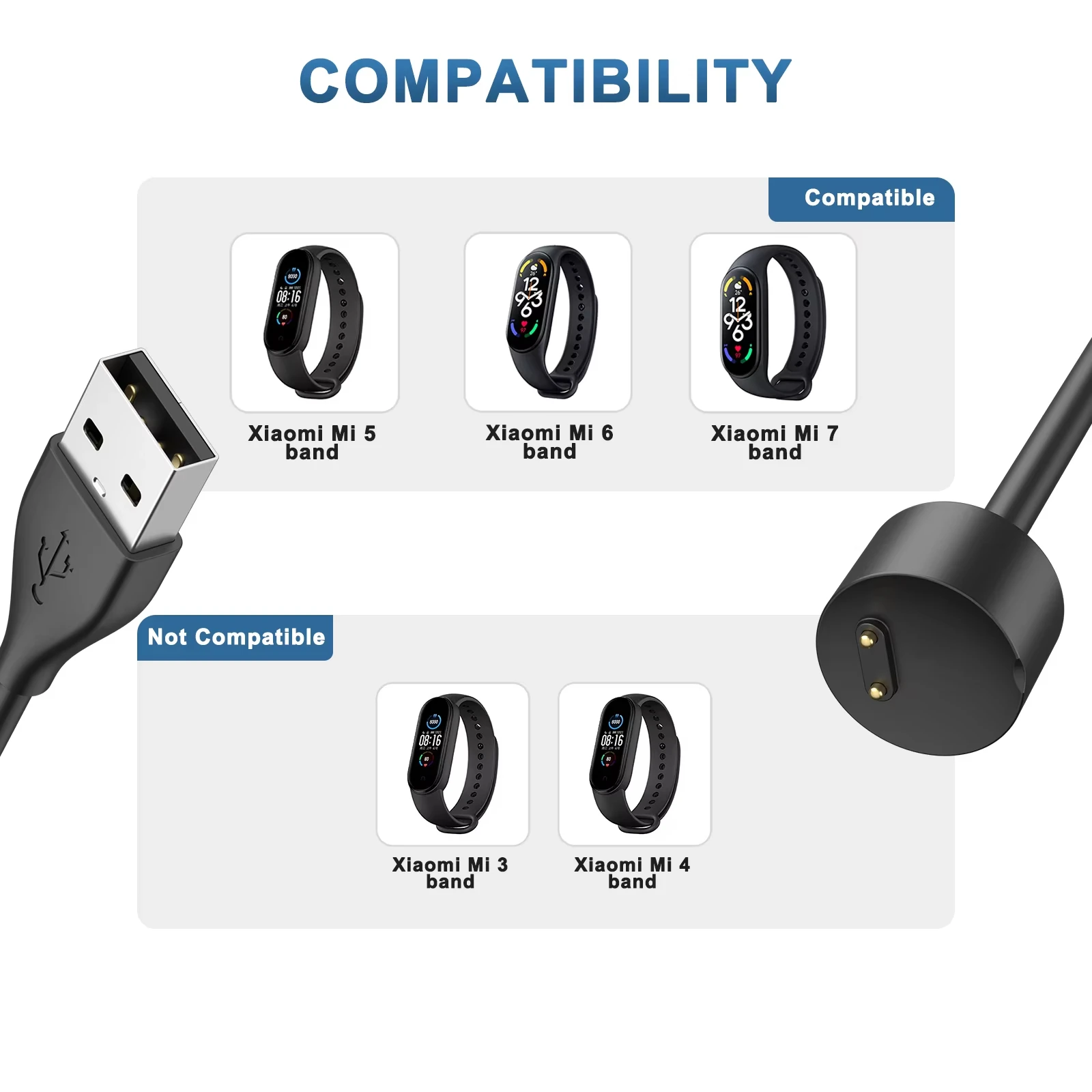 Magnetic Charger สําหรับ Xiao mi mi Band 5 6 7 8 สายชาร์จ USB Dock สําหรับ Xiao mi mi band 8 7 6 5 สายชาร์จอุปกรณ์เสริม