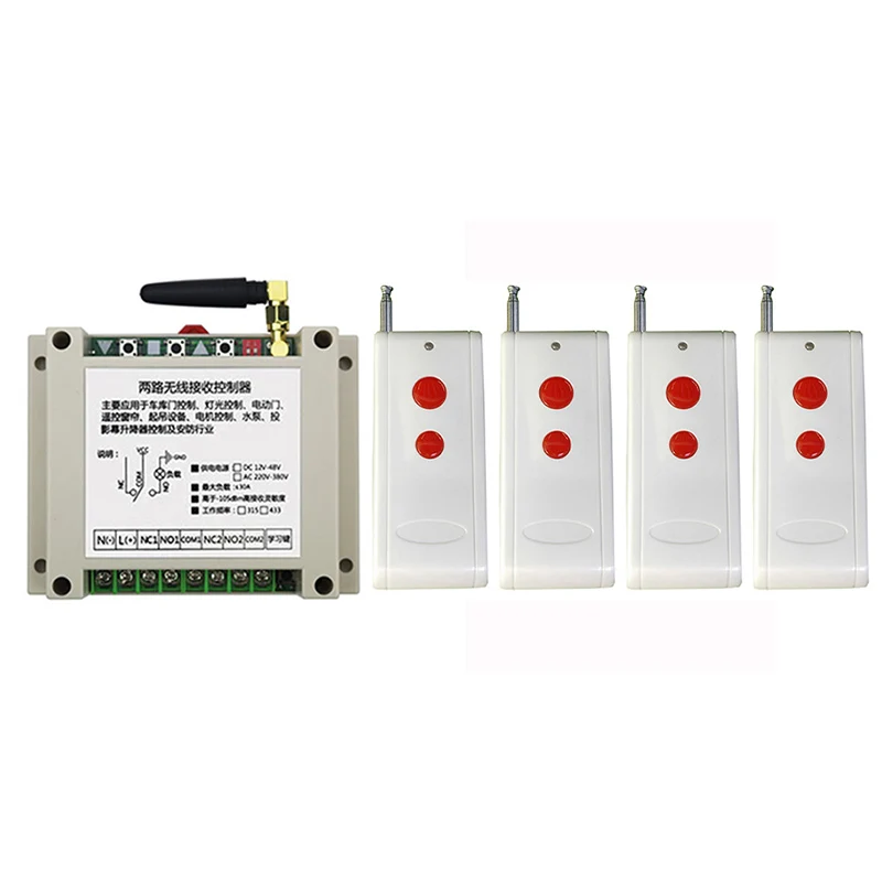 AC220V 250V 380V 2CH 1000m Long Range Wireless RF Remote Control Switch Transmitter+Receiver Appliances Gate Garage Door window