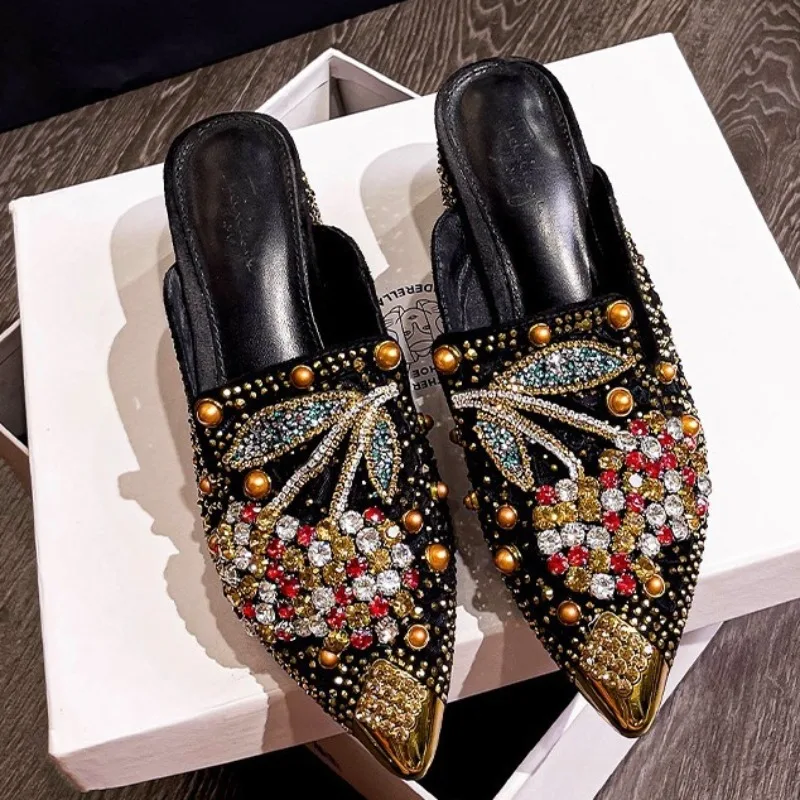 Neue 2026 Spitze Damen-Flachschuhe mit Strass, Herbst-Nieten-Loafer, Klassische Damen-Ballerinas, Weiche Bootsschuhe