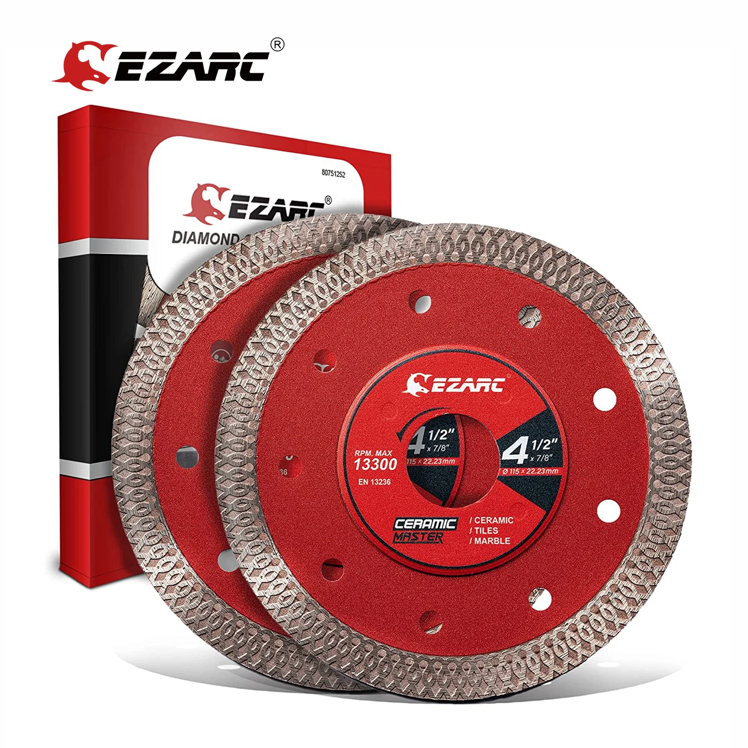 EZARC 2Pcs 115mm & 125mm Super Thin Diamond Saw Blades Diamond Tile Blade for Cutting Porcelain Ceramic Granite Marble Tile