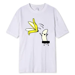 Mężczyźni Banana Disrobe Płaszcz Śmieszny Nadruk T-shirt Letni Humor Żart Hipster T-Shirt Miękka Bawełna Casual T-Shirty Stroje Streetwear