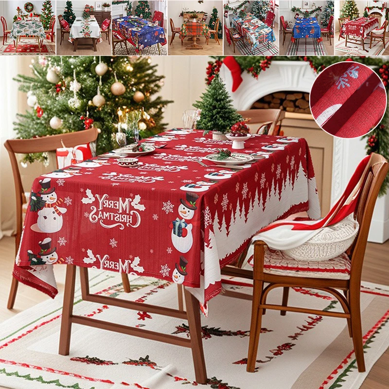 

Christmas Rectangle Tablecloth Skin-friendly and Easy To Clean Table Protector for Living Room Bedroom Festive Atmosphere Decor