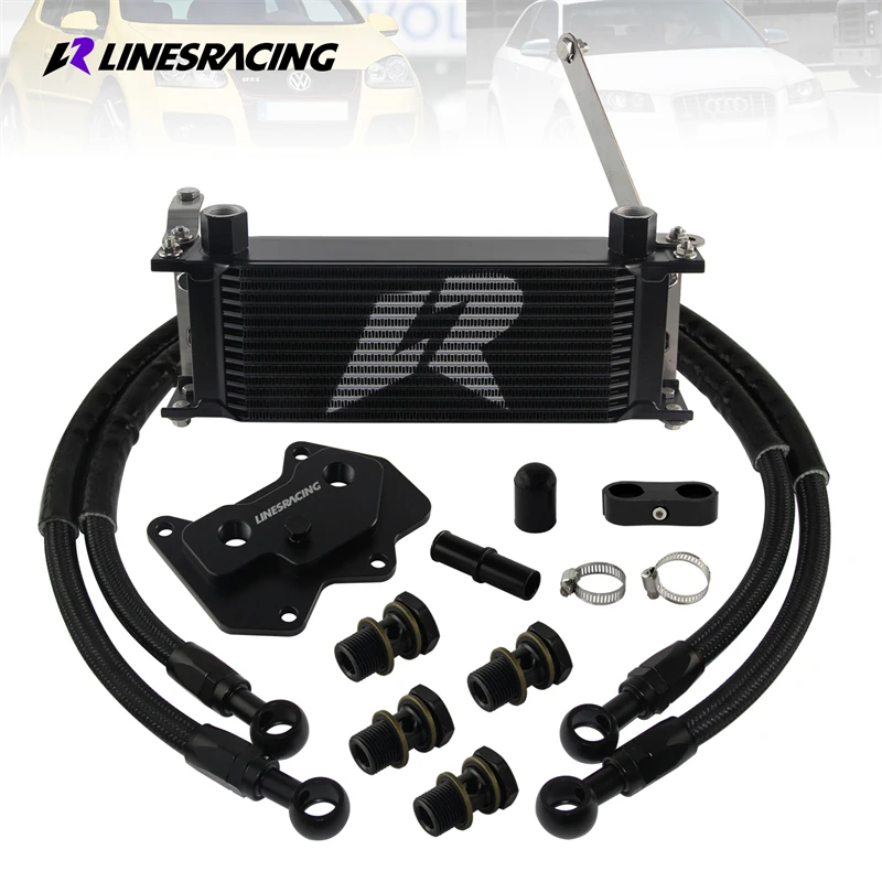 Kit de enfriador de aceite de aluminio, 14 filas, negro, para VW Golf R GTI MK5 MK6 03-08 y AUDI A3/S3 06-08