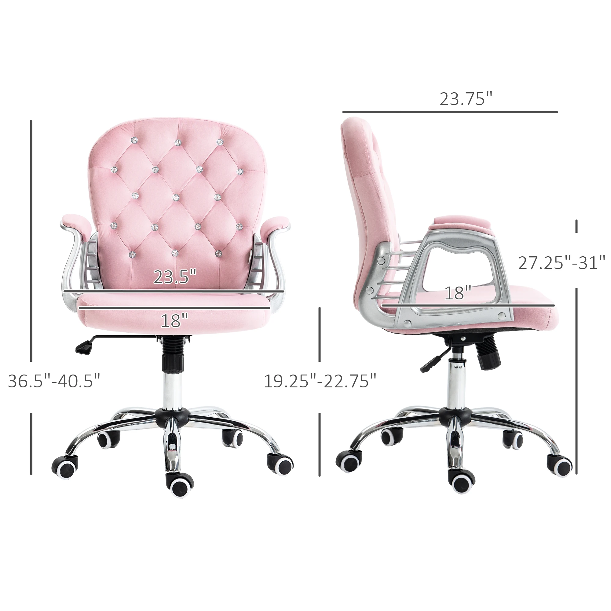 Vanity Office Chair Tufted Backrest Swivel Rolling with Height Adjustable