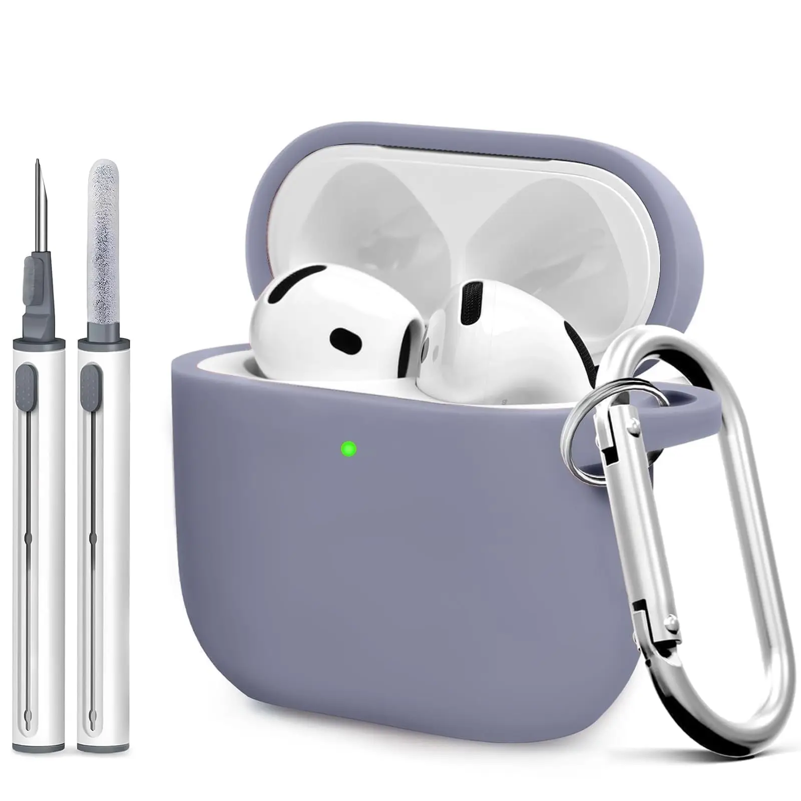 für AirPods 5/4: Weiche Silikonhülle mit Reinigungsset, umfassender Schutz für die Kopfhörer, inklusive Schlüsselanhänger, passend für AirPods 5/4/Pro3. – Detail 11