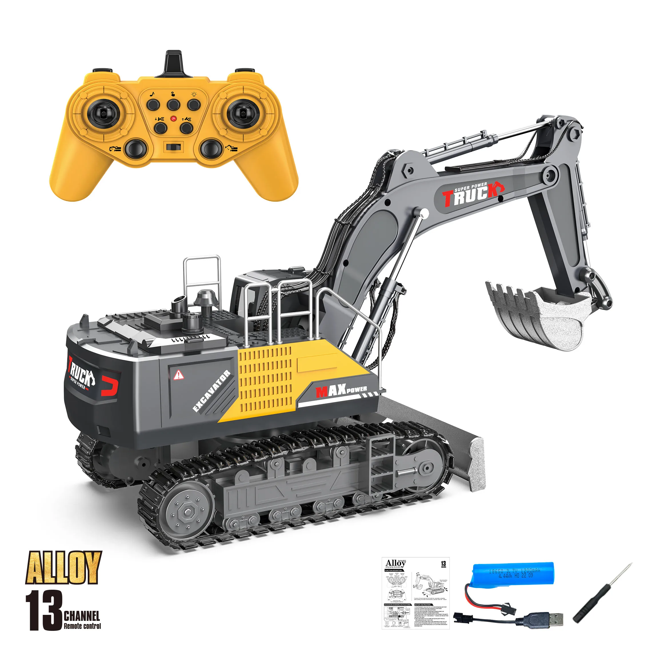 1/18 RC Spray Graafmachine Legering 17CH Techniek Voertuig Geluid Verlichting 680 Graden Rotatie Auto Kinderen Speelgoed Jongen Verjaardagscadeau