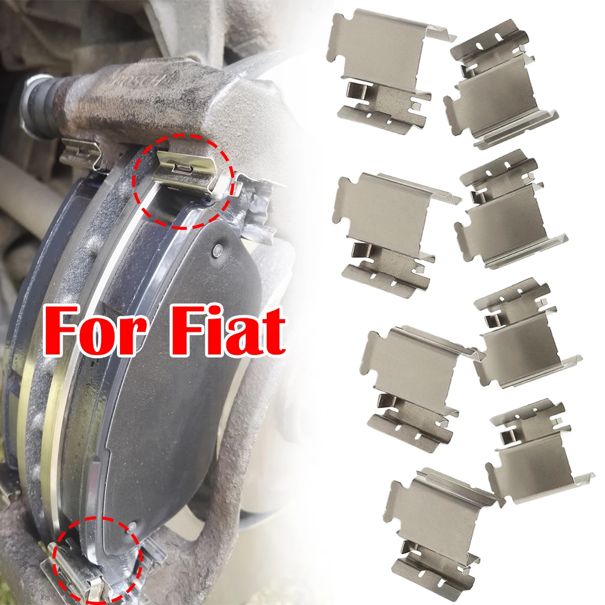 

8pc Car Brake Pad Fitting Shoe Hardware Shims Repair Kit Accessories Fit For Fiat 500 BRAVO DOBLO DUCATO FIORINO IDEA LINEA