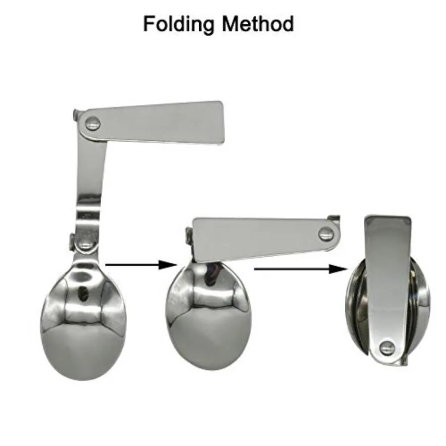 2 قطعة ملعقة وشوكة قابلة للطي من الفولاذ المقاوم للصدأ SUS 18 10 304 سلطة سبورك محمولة للتخييم في الهواء الطلق #2