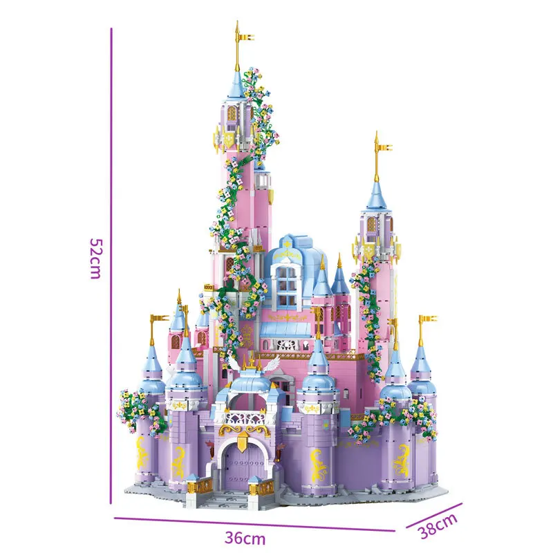 Fairy Tale Scenes Creative Building Brick Fairyland Purple Princess Castle Mini Block Assemble Model Figures Toys For Girls Gift