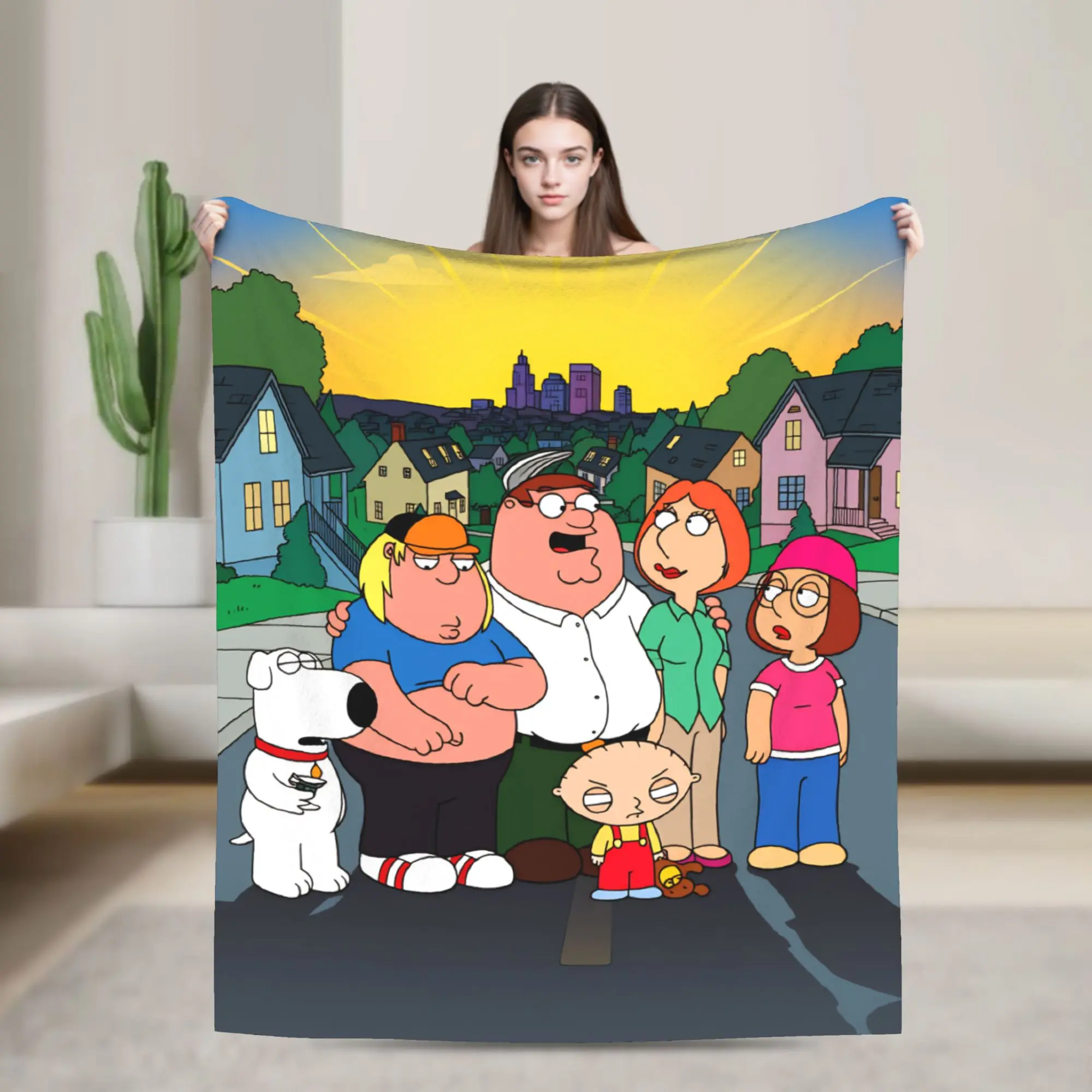 Soft Blanket Decorative Families Cartoon Peter Griffin Guys Throw Blanket  Flannel Bedspread For Couch Chair Fun Sofa Bed Cover