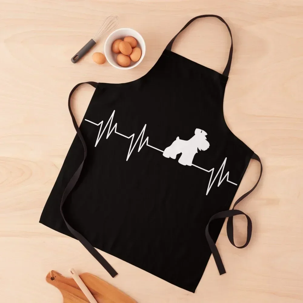 Schnauzer Heartbeat Apron Kitchen New 2022 Year Kitchen And Home Items painting Barber Apron