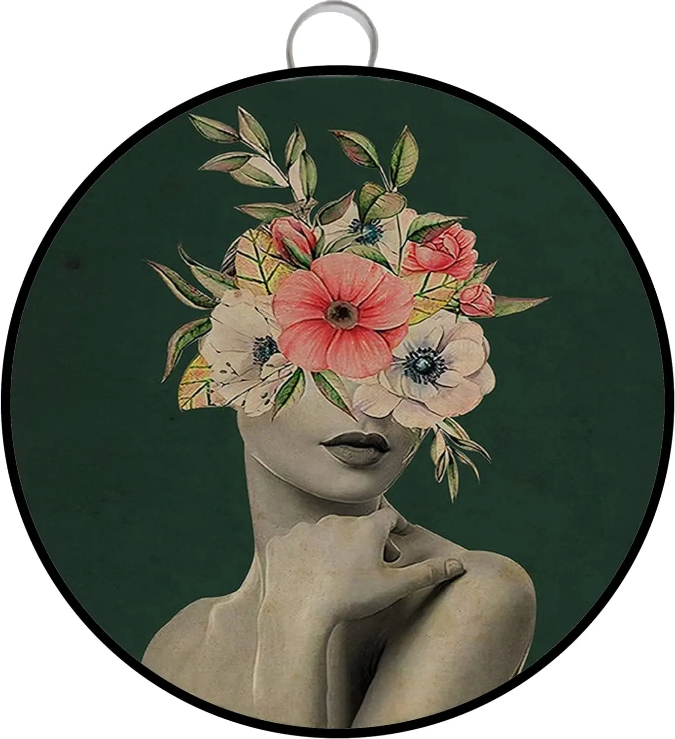 Round Metal Tin Sign Rustic Wall Decor Wall Plaque Be Kind to Your Mind Floral Black Woman Metal Tin Sign Vertical Metal Tin Sig