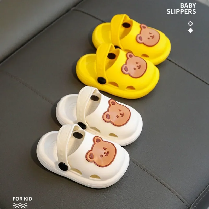 Two-Styles Baby Summer Shoes Cute Bear Baby Sandals Beach Bathroom Toddler Boys Girls Anti-slip Slippers Newborn Infant Sandals