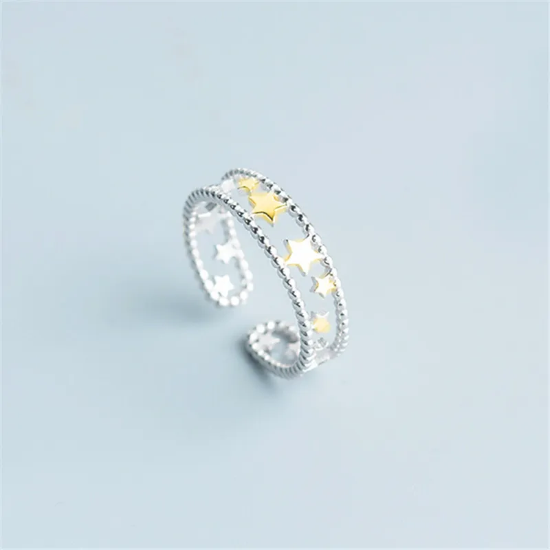 Women's Double-layer 925 Sterling Silver Five-pointed Star Ring