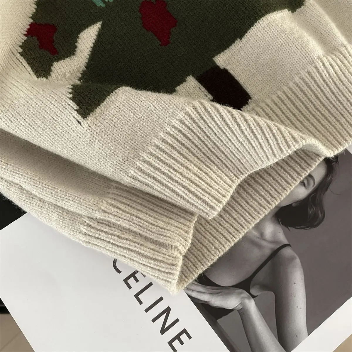 Корейская версия осенне-зимнего рождественского елки, милый свитер, вязаный свитер, пуловер с круглым вырезом, жаккардовый свободный топ с длинными рукавами