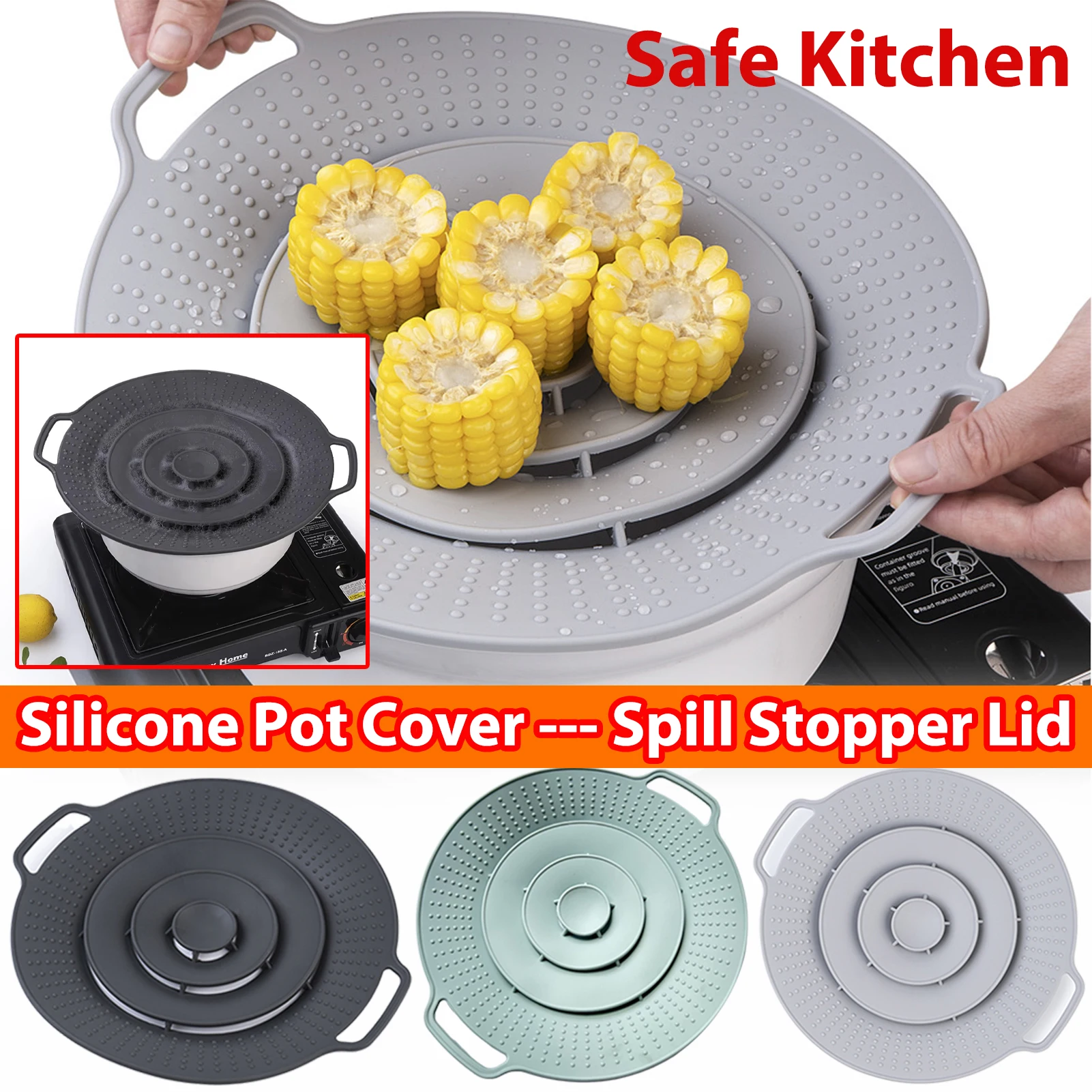 Silicone Pot Cover Spill Stopper Lid Thicken Boil Over Spill Safeguard for Pots Pans,Safe Food Grade BPA-free,Universal 30cm