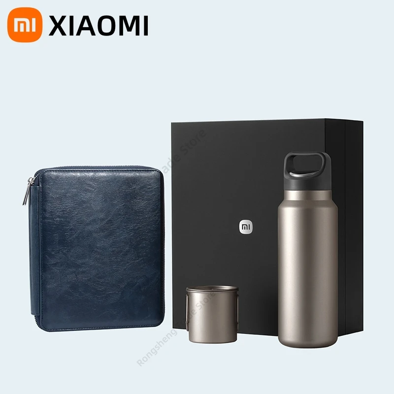 

XIAOMI Delight Gift Box-500ml Titanium Insulated Bottle Pure Titanium Mug and Zipper Notebook Ideal for Students and Gift Giving