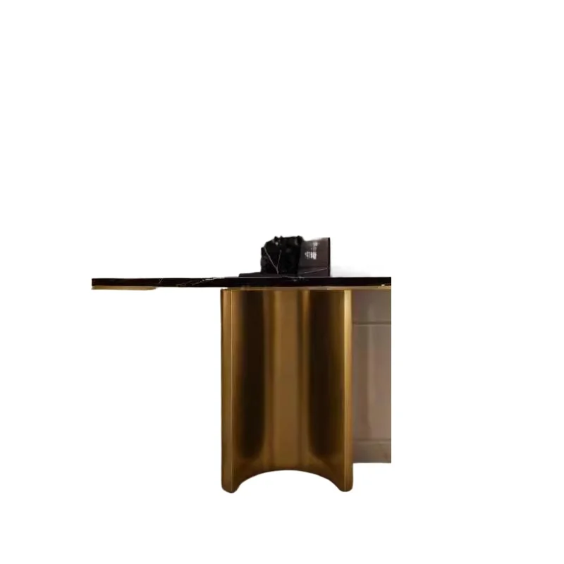 

Light luxury rock slab entrance table entrance door, high-grade stainless steel against the wall, marble, simple and modern