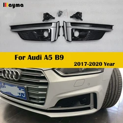 S5 Style ABS Car Front Bumper Down Honeycomb Grilles With Fack ACC Fog Light Lamp Frame Grill For Audi 2017 2018 2019 Year A5 B9