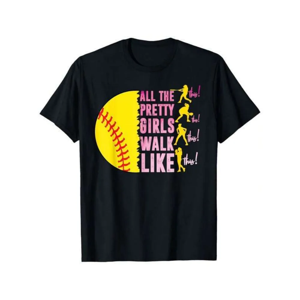 تي شيرت للأطفال جميع الفتيات الجميلات المشي مثل هذا تي شيرت لاعب الكرة اللينة للأولاد والبنات، قماش ناعم، تي شيرت بأكمام قصيرة قابل للتنفس