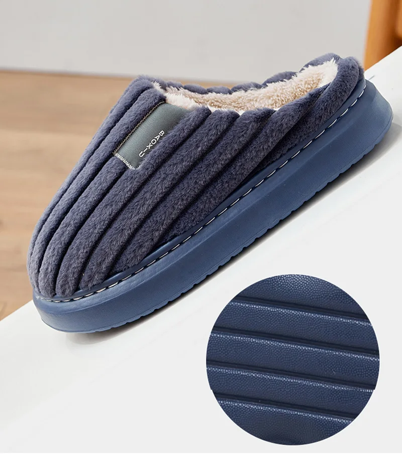 Autumn And Winter Men's Thickening Warm Increase Slippers Stepping On The Sense Of Shit Thick Bottom Household Non-Slip Slippers image 4